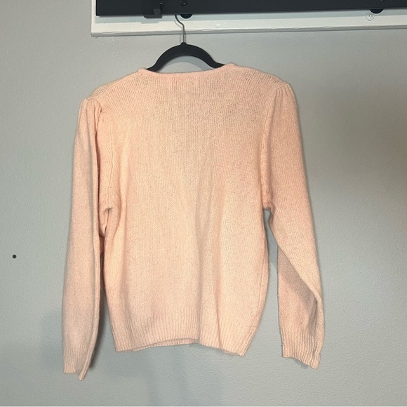 Vintage Silk Blend Faux Wrap Knit Sweater Light Pink Blush Size Medium V-Neck - Picture 4 of 8